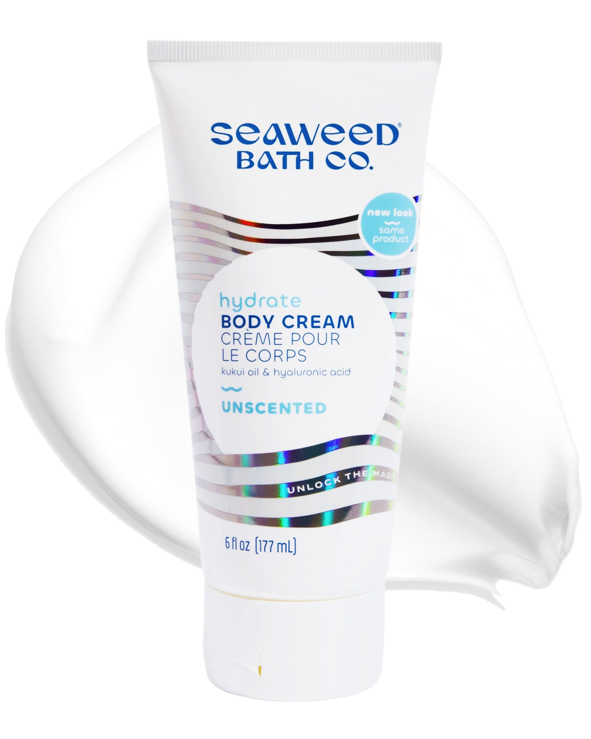 Seaweed Bath Co. Hydrate crema corporal sin perfume, bote compacto para uso diario y piel suave.