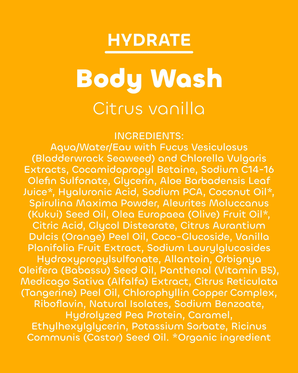 Fragancia cítrica vainilla Hydrate para ducha revitalizante