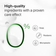 SEBAMED bottle close-up reveals mild hydrating cleanser for daily use.