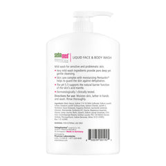 SEBAMED Sensitive Skin Wash bottle close-up showing pH 5.5 formula for healthy skin.