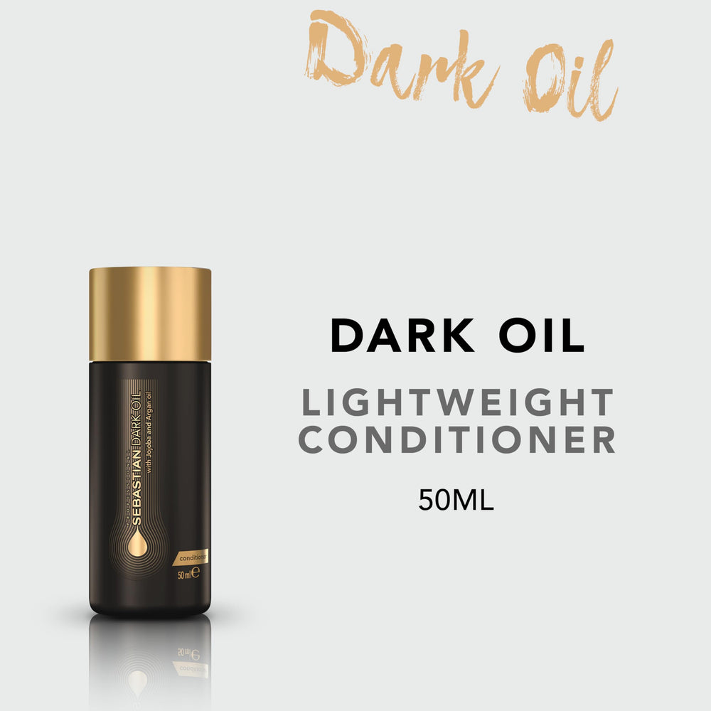 Sebastian Dark Oil application shot demonstrates detangling and smoothness.