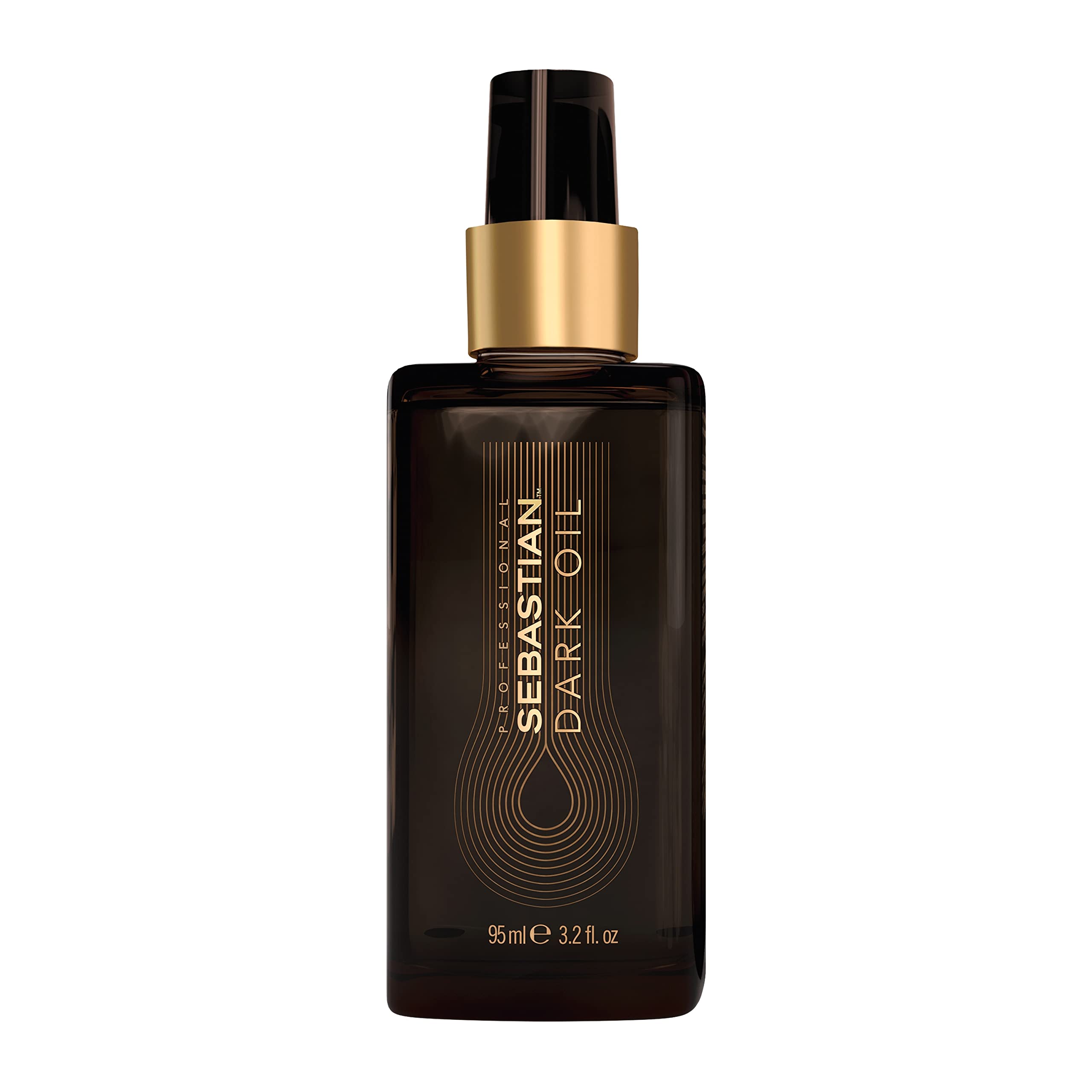 Sebastian Dark Oil bottle front view showing a nourishing glow for smooth, manageable hair.