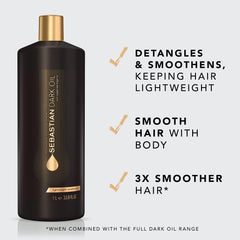 Close-up of Sebastian Dark Oil fragrance notes for a luxurious daily scent.