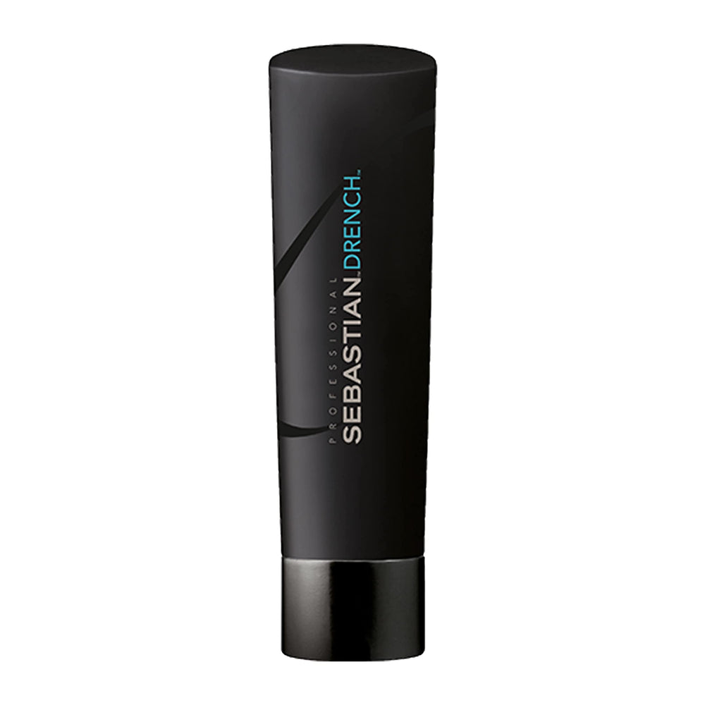 Sebastian Drench Shampoo bottle front showing deep moisture for dry, frizzy hair