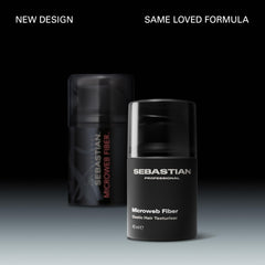 Sebastian Microweb Fiber bottle back outlines usage tips for textured definition.