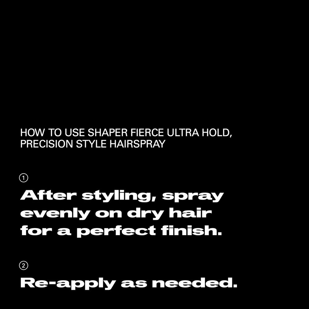 Sebastian Shaper Fierce application detail shows travel-friendly spray for on-the-go looks.