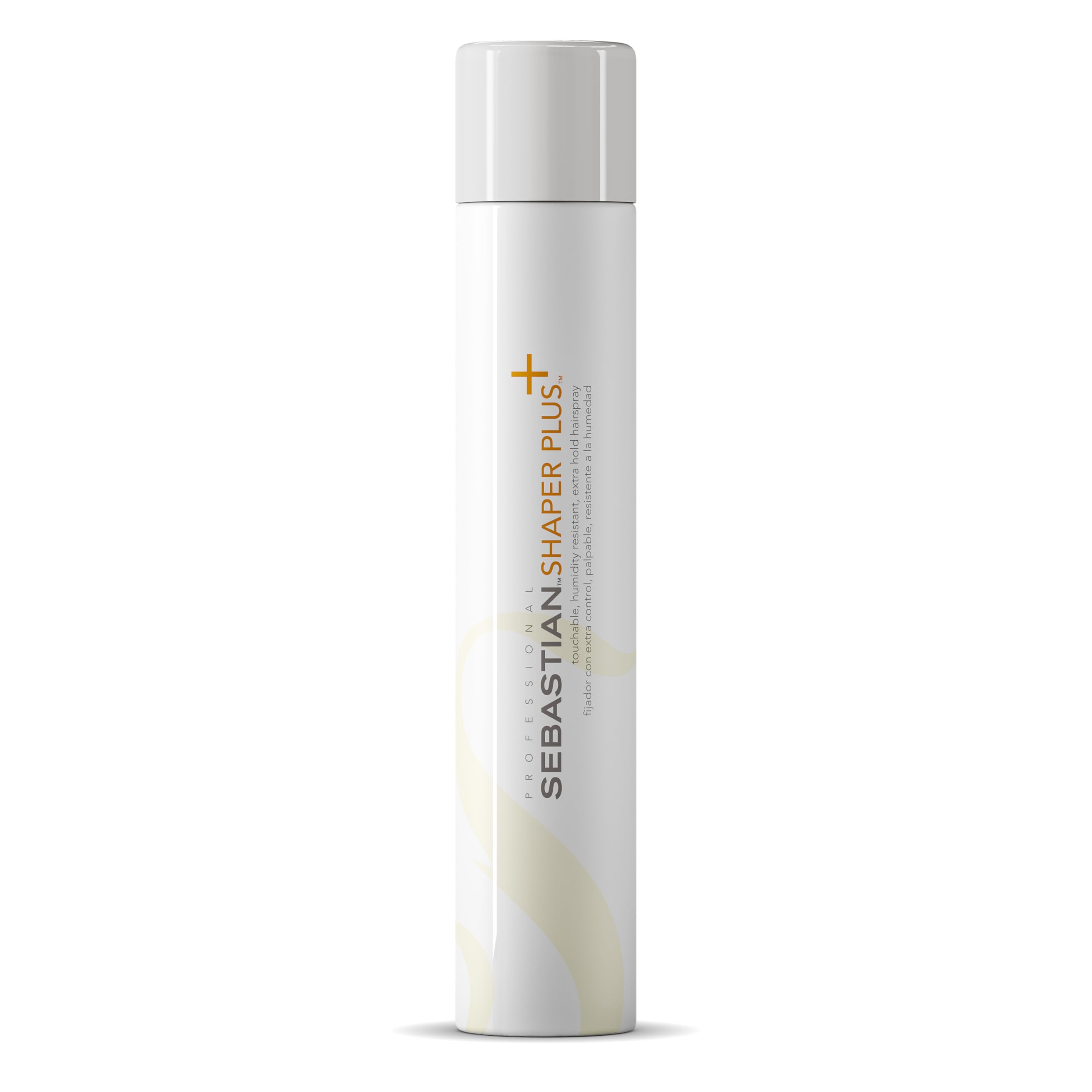 Sebastian Shaper Plus hairspray can demonstrating flexible, all-day hold