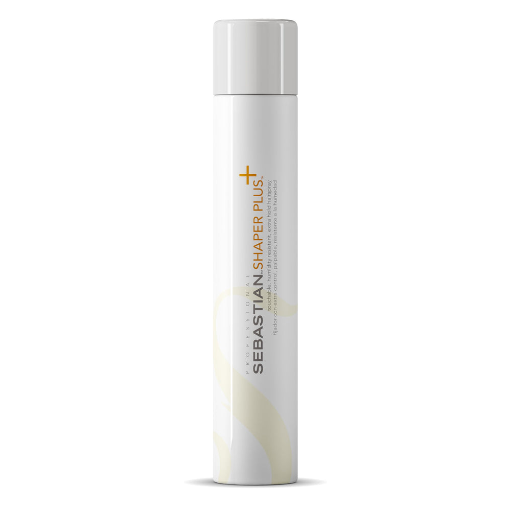 Sebastian Shaper Plus hairspray can demonstrating flexible, all-day hold