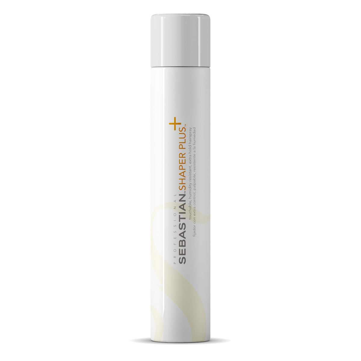 Sebastian Shaper Plus hairspray can demonstrating flexible, all-day hold