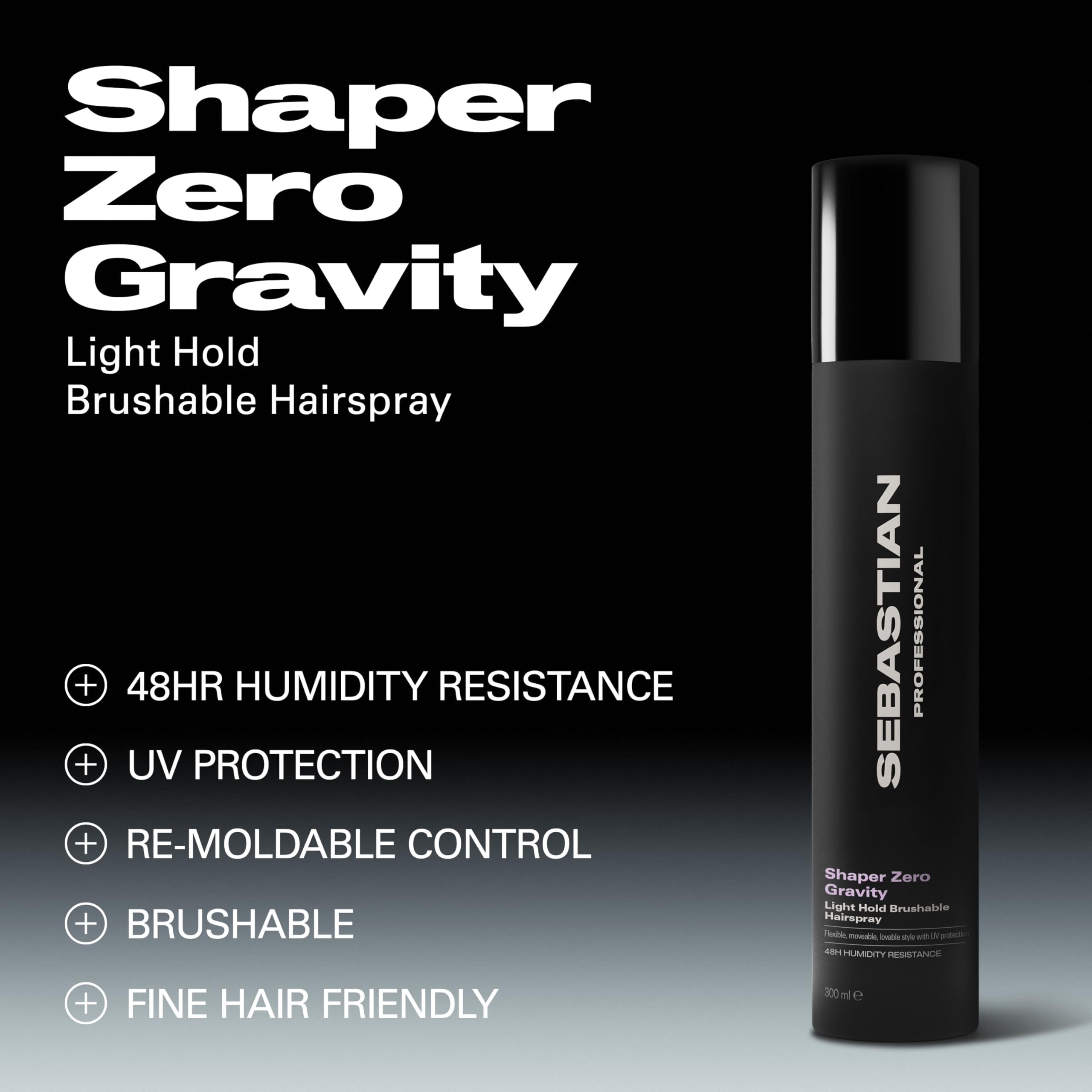 Sebastian Shaper Zero Gravity brushable finish provides movement without stiffness during styling.