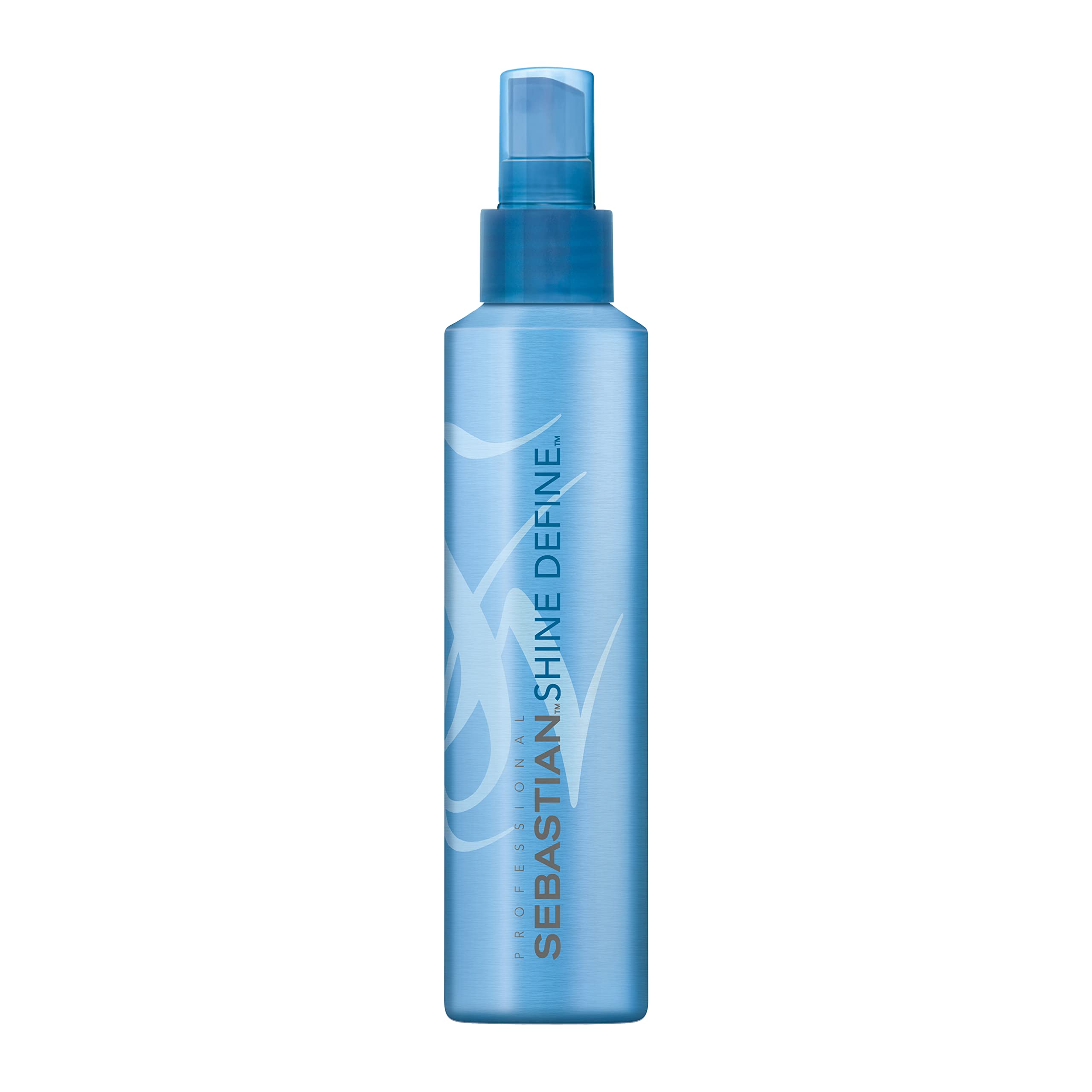 Sebastian Shine Define spray cabello botella muestra fijación flexible con brillo natural.