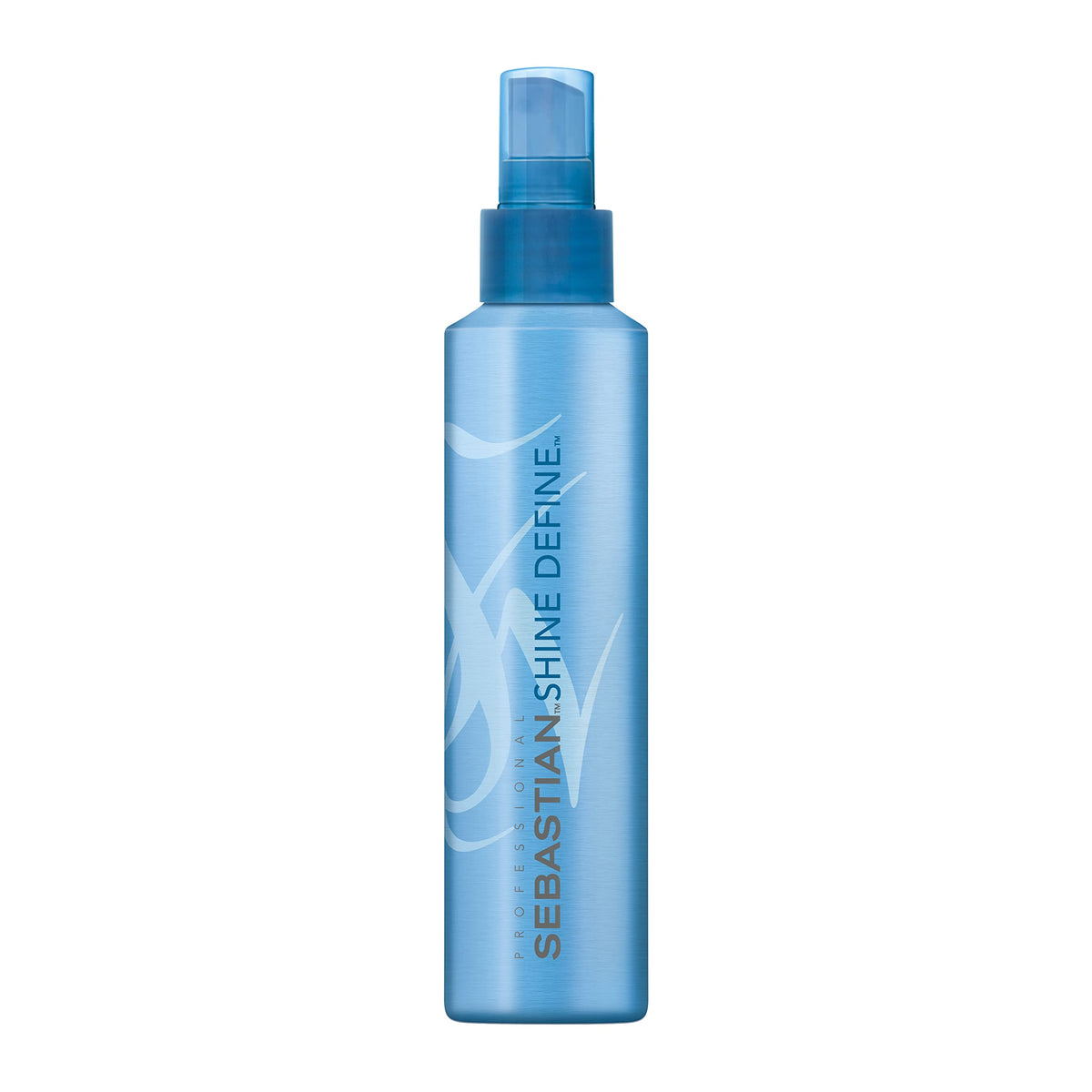 Sebastian Shine Define spray cabello botella muestra fijación flexible con brillo natural.