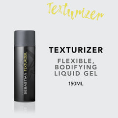 Sebastian Texturizador Liquigel, definición ondulada con brillo suave.