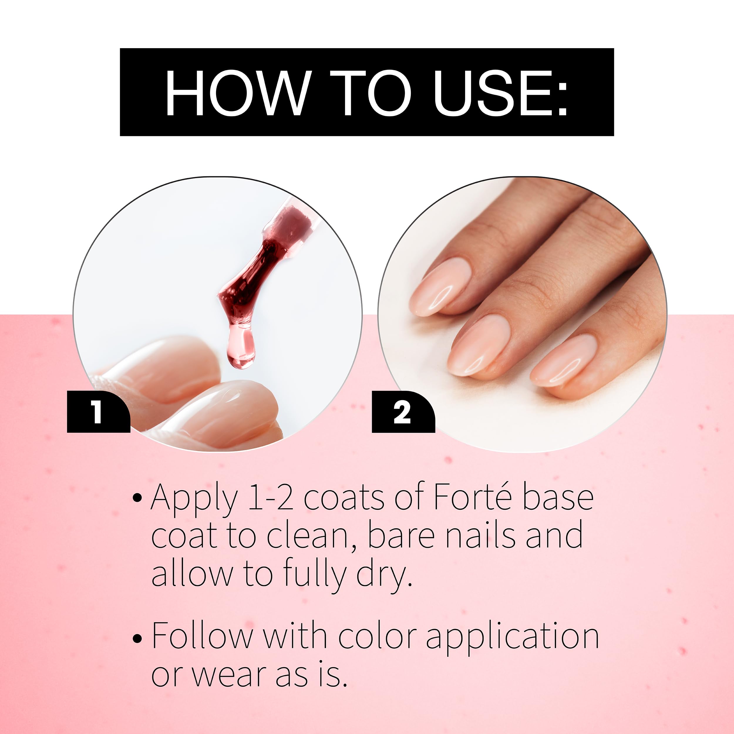 Nails after Seche Forte base coat application with a smooth surface
