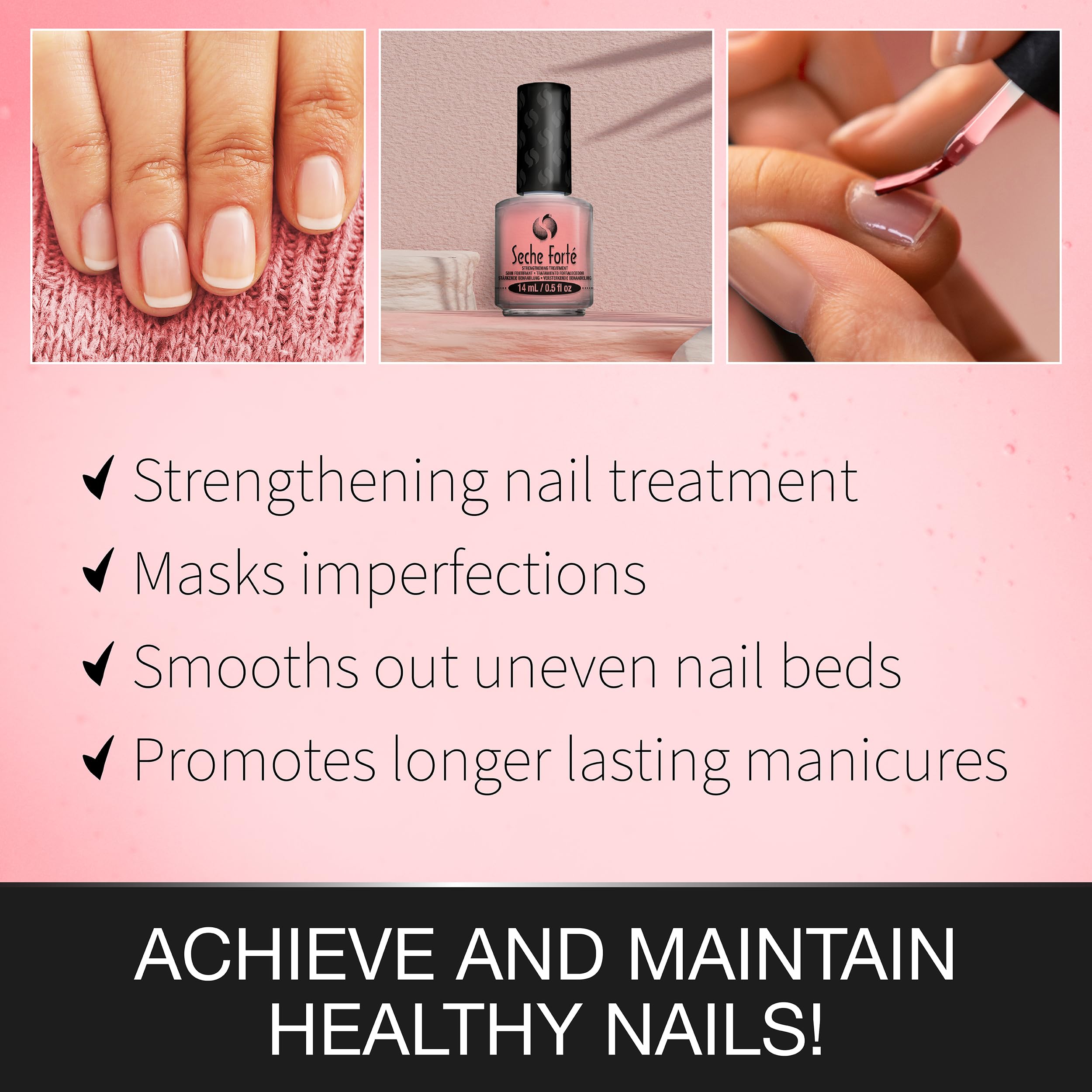 Nails before Seche Forte base coat application showing natural texture