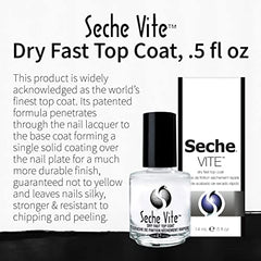 Seche Vite ultra-gloss finish enhances any color with durable shine.
