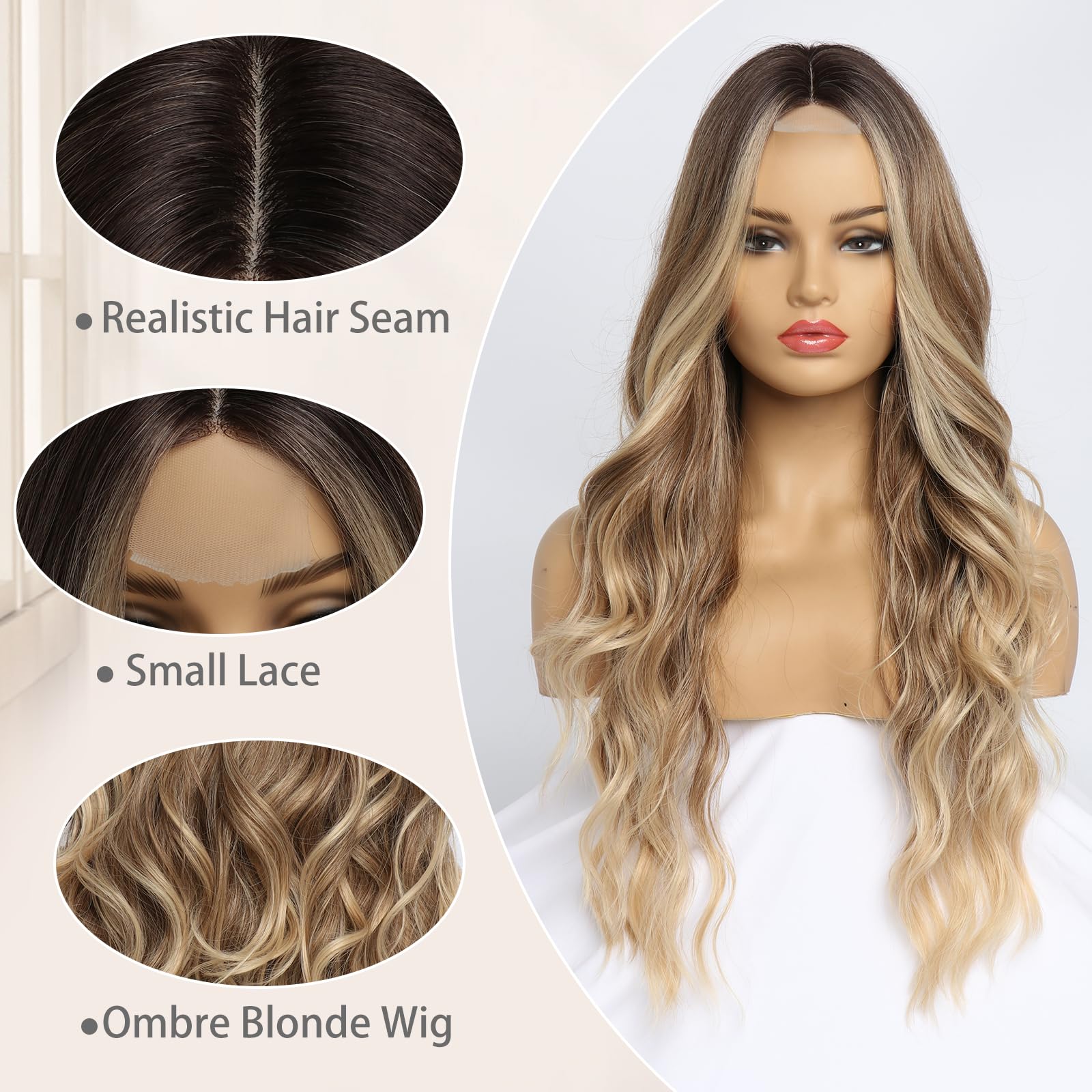 SeclitWu long blonde wig, side view, versatile styling options.