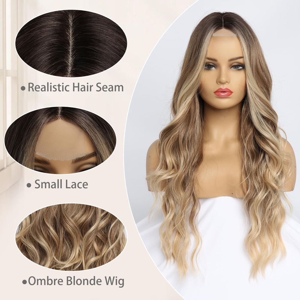 SeclitWu long blonde wig, side view, versatile styling options.