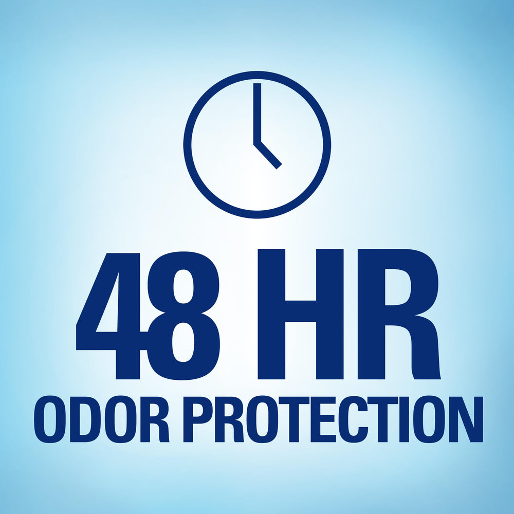 Secret 24hr odor protection badge indicating around-the-clock protection