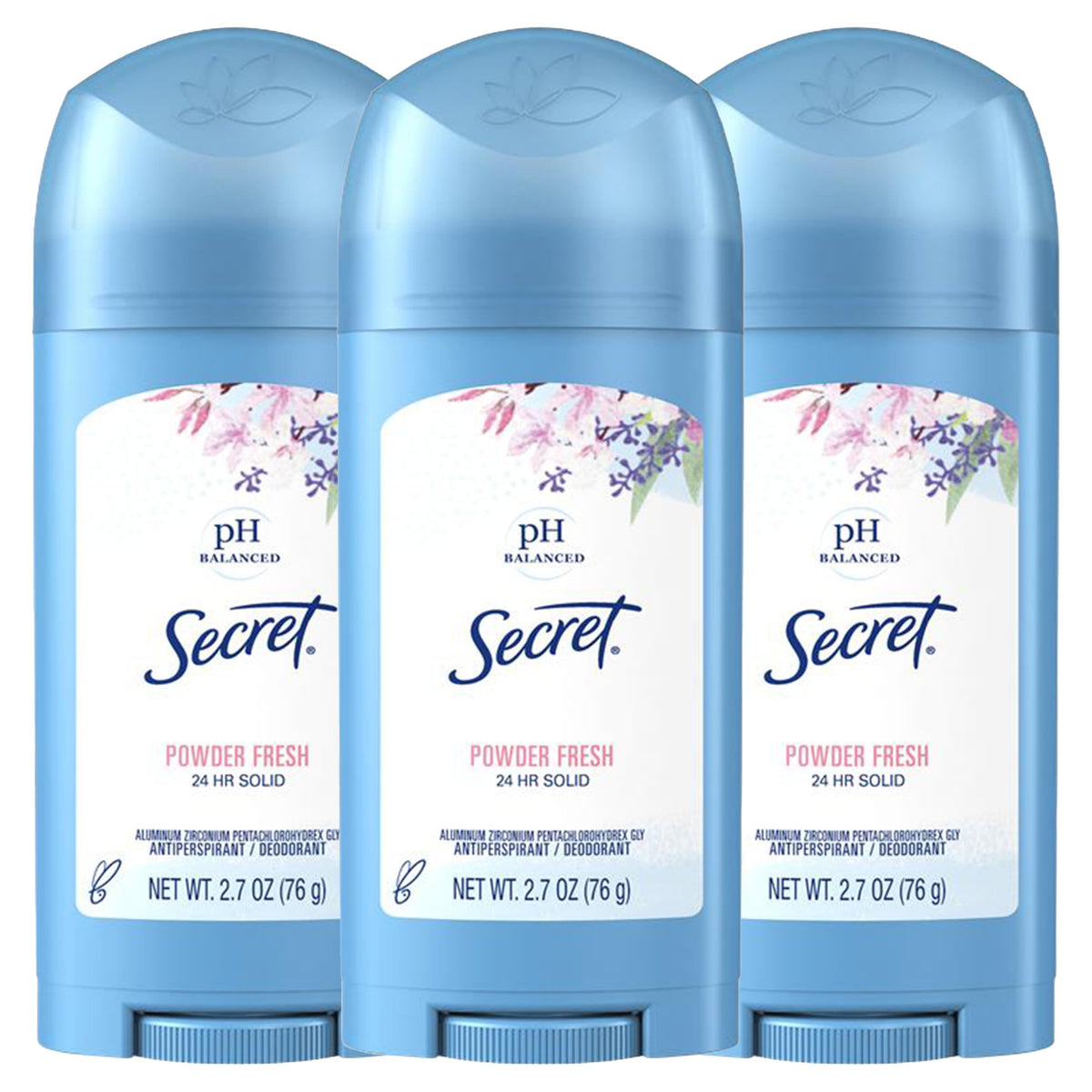 Secret Amplio Solido Polvo Fresco, botella, proteccion 24 horas contra sudor y olor.