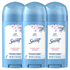 Secret Amplio Solido Polvo Fresco, botella, proteccion 24 horas contra sudor y olor.
