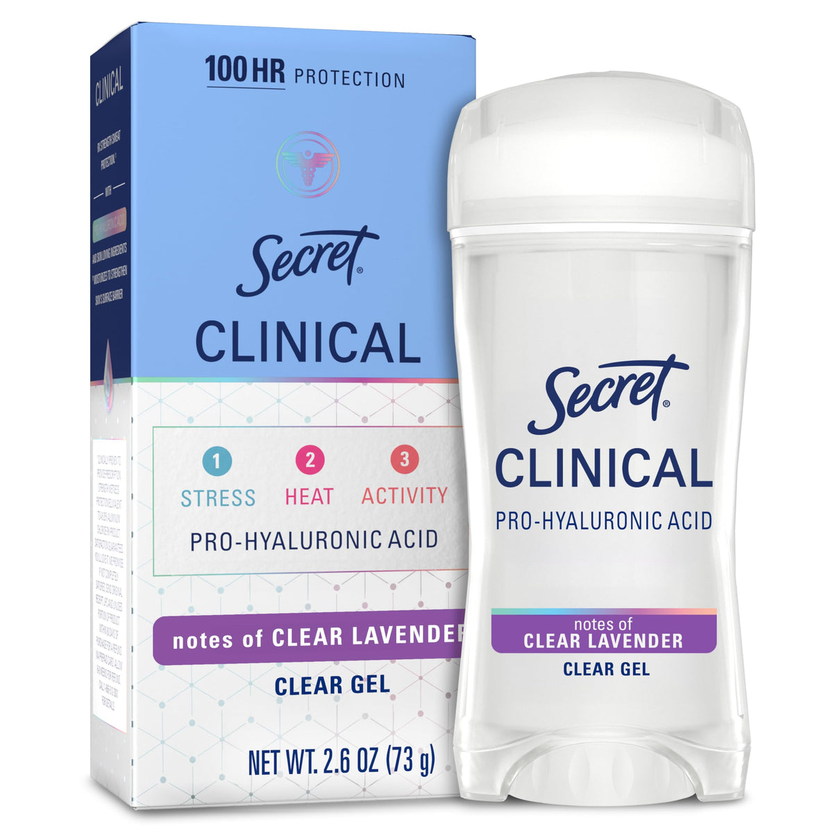 Secret Clinical Strength: botella transparente con lavanda para uso diario