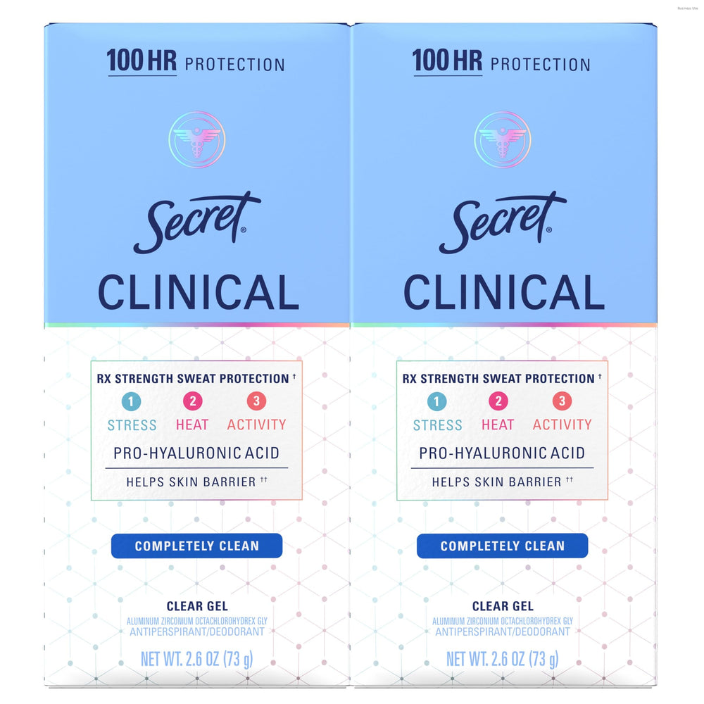 Secret Clinical Strength 2-pack with clear gel deodorant for all-day confidence.
