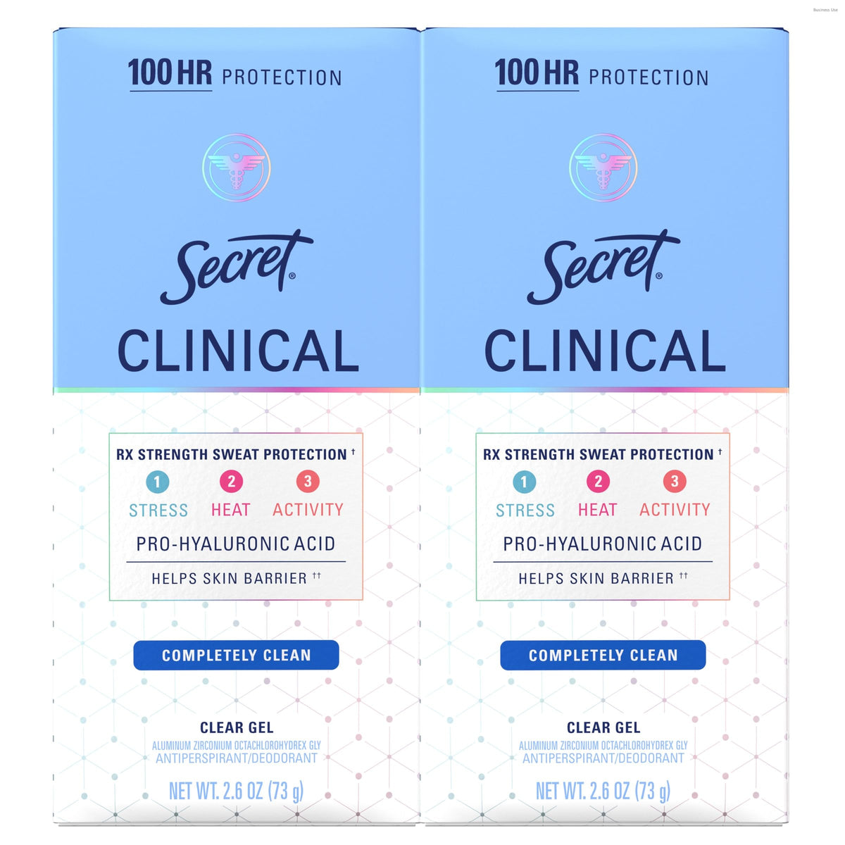 Secret Clinical Strength 2-pack with clear gel deodorant for all-day confidence.