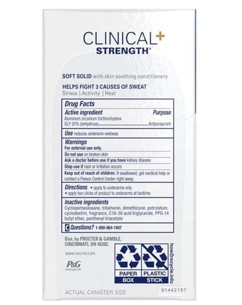 Secret Clinical Strength Soft Solid application swipe with smooth glide.