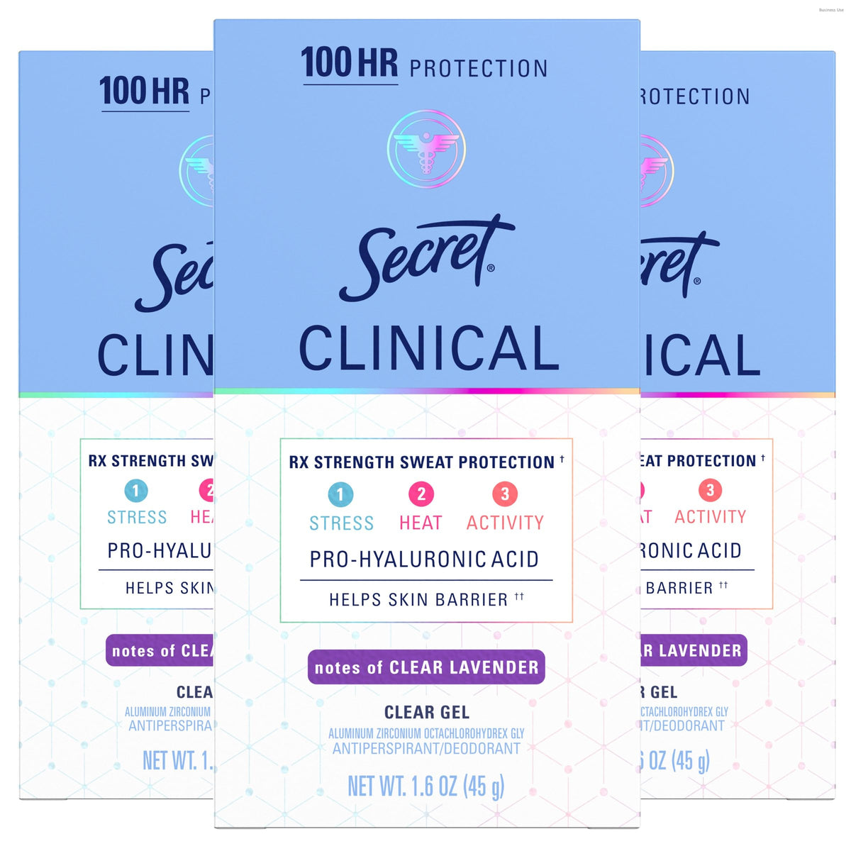 Secret Clinical Strength women bottle shows long-lasting protection against sweat