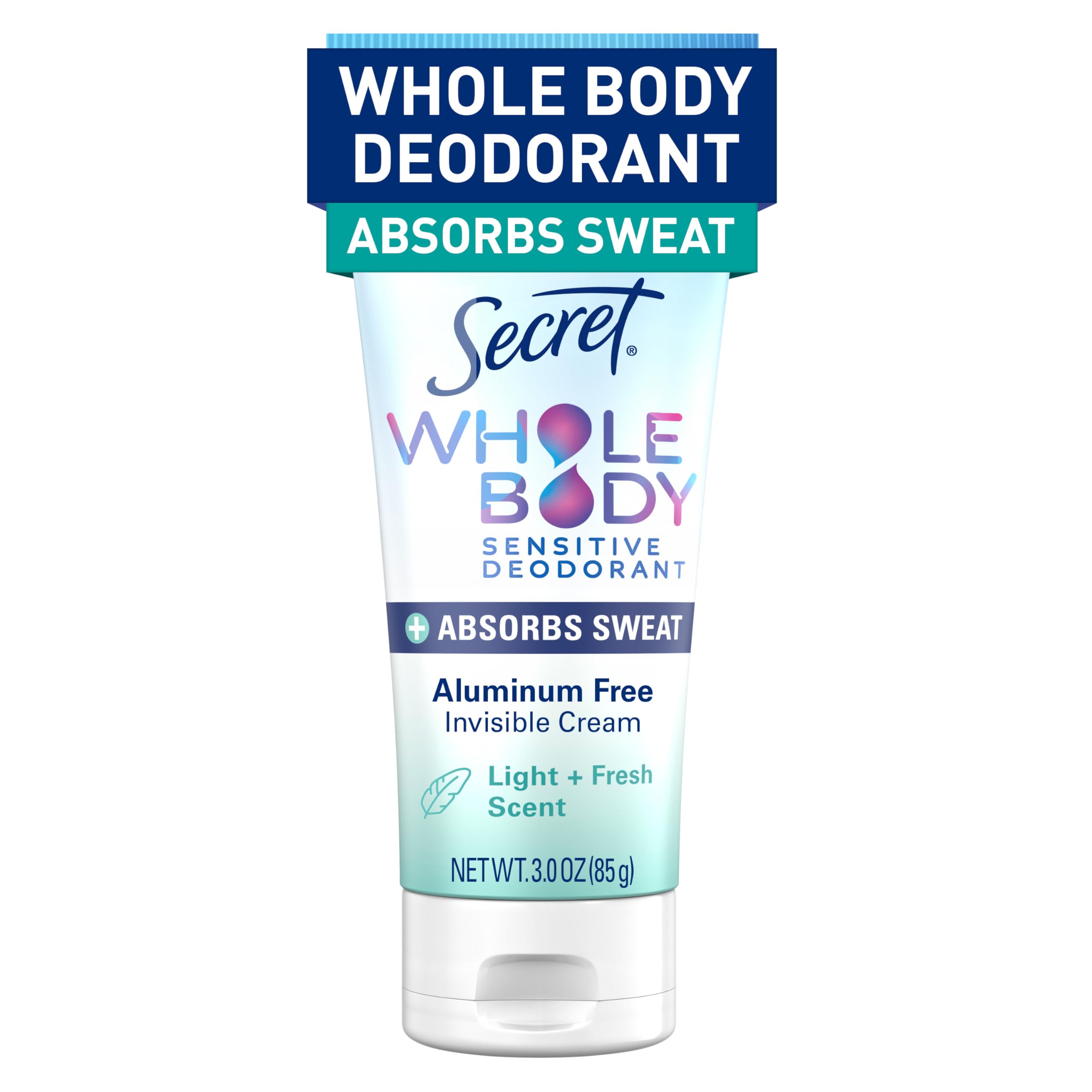 Secret crema desodorante cuerpo seco, bote 3oz, protección de 72 horas.