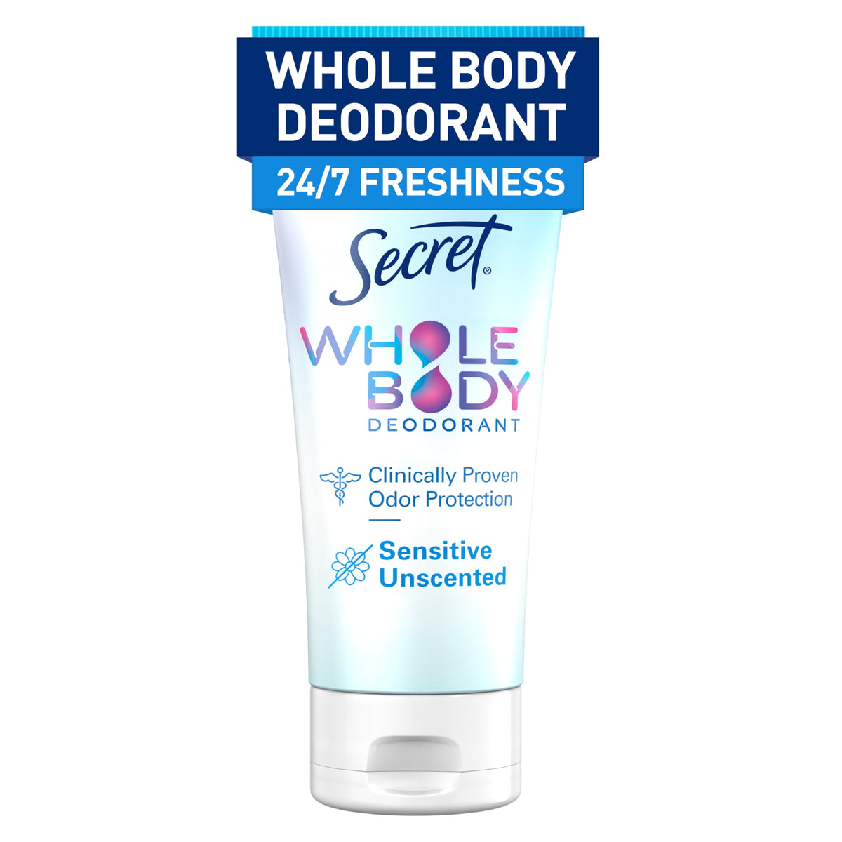 Secret crema desodorante cuerpo sin fragancia para frescura suave