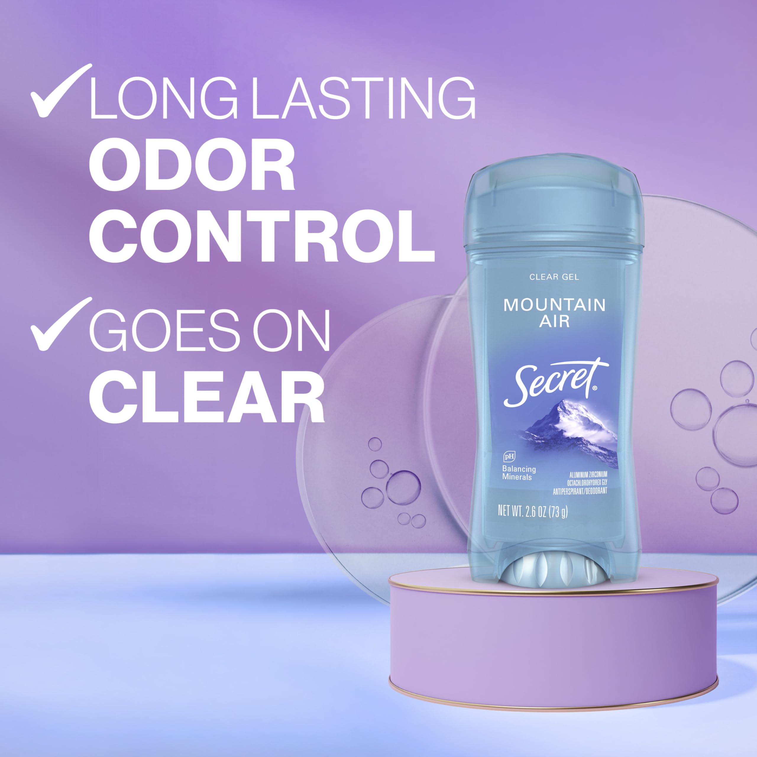 Secret gel claro se seca rápido, sin dejar residuos en la ropa