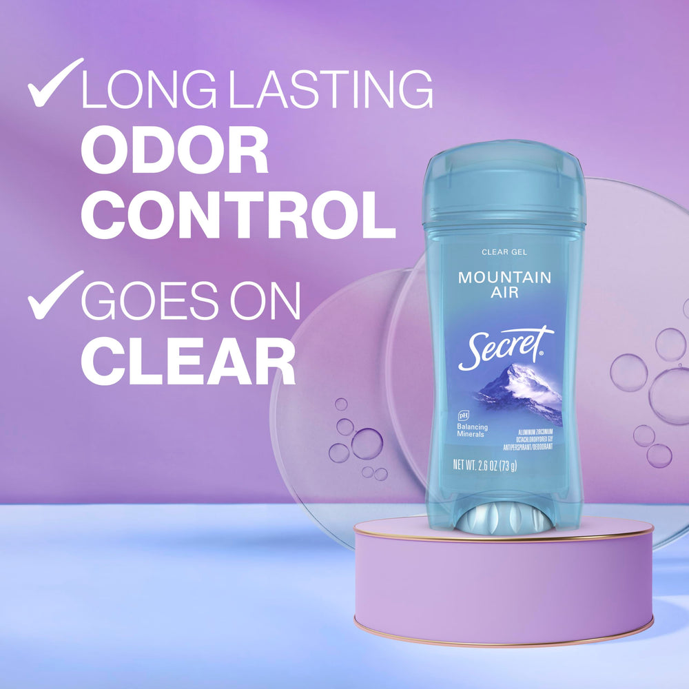 Secret gel claro se seca rápido, sin dejar residuos en la ropa