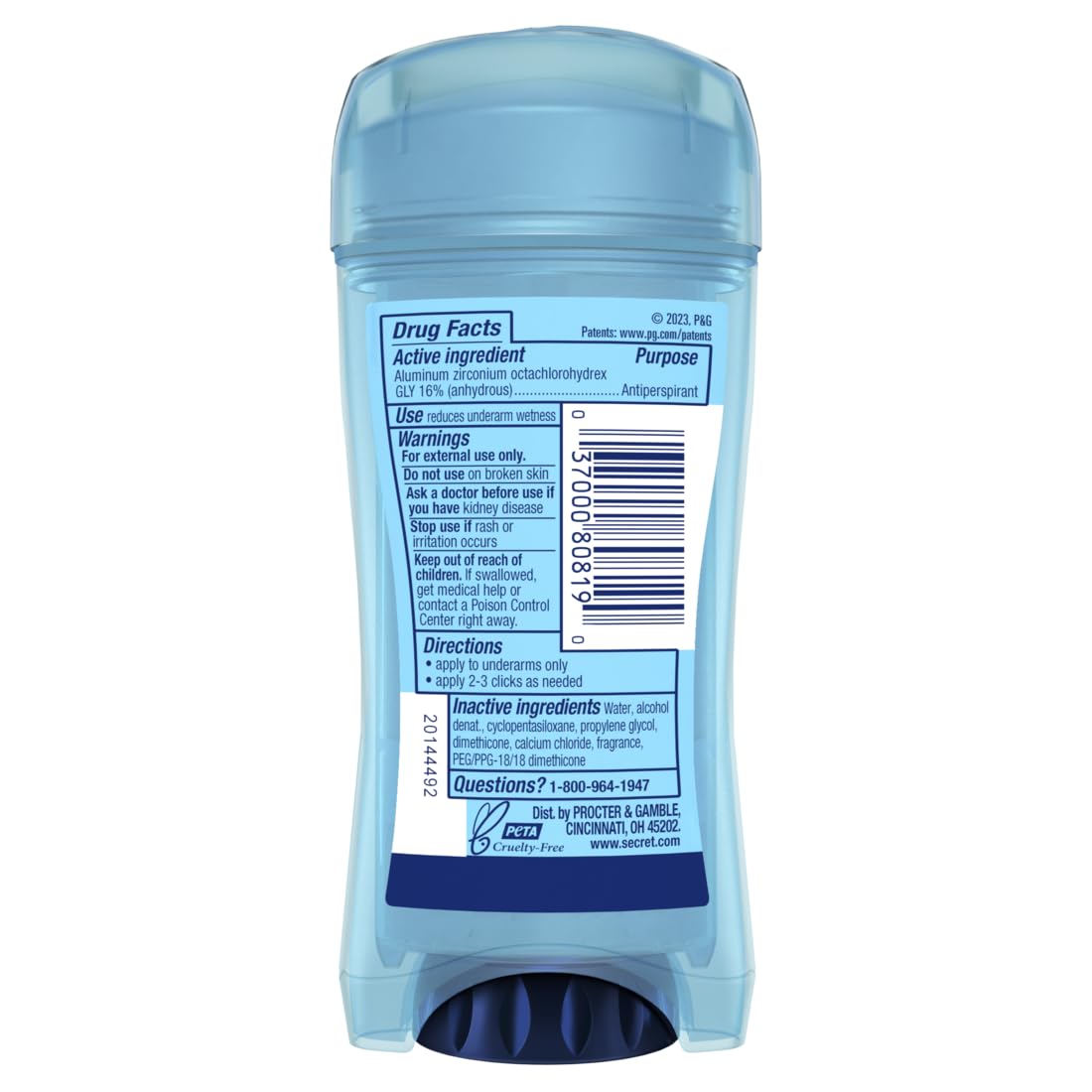 Desodorante gel transparente Secret en empaque doble para viaje