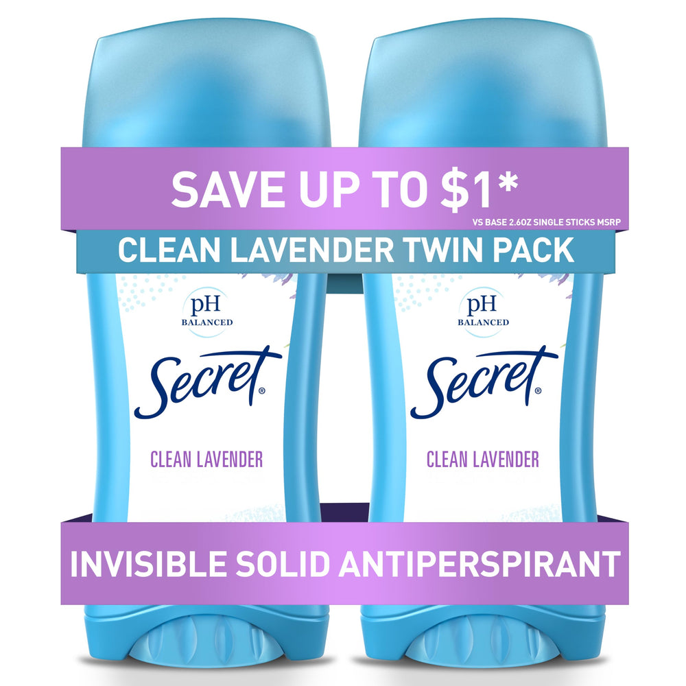 Secret desodorante invisible solid lavanda: aplicación suave diaria para mantener la piel seca y fresca