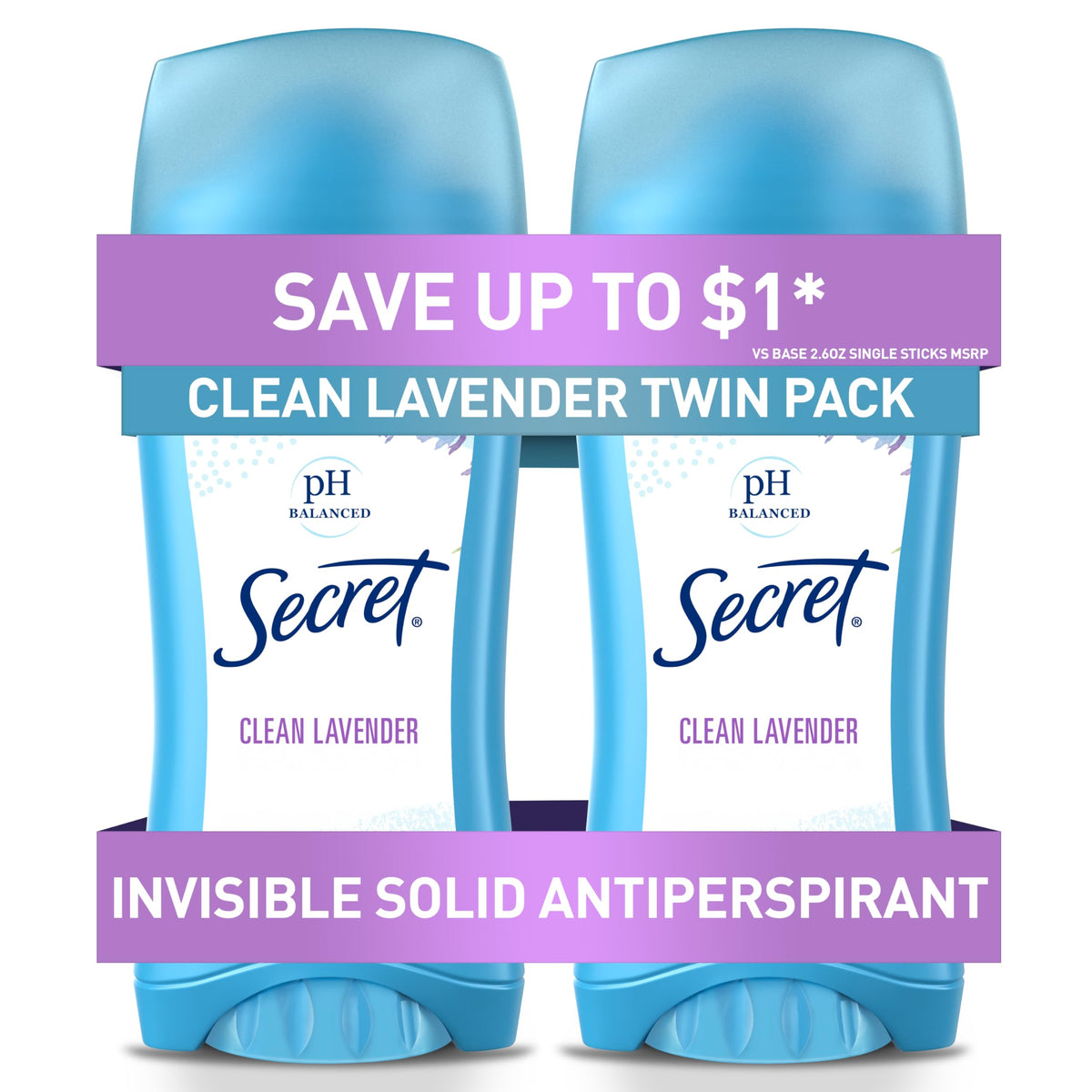 Secret desodorante invisible solid lavanda: aplicación suave diaria para mantener la piel seca y fresca
