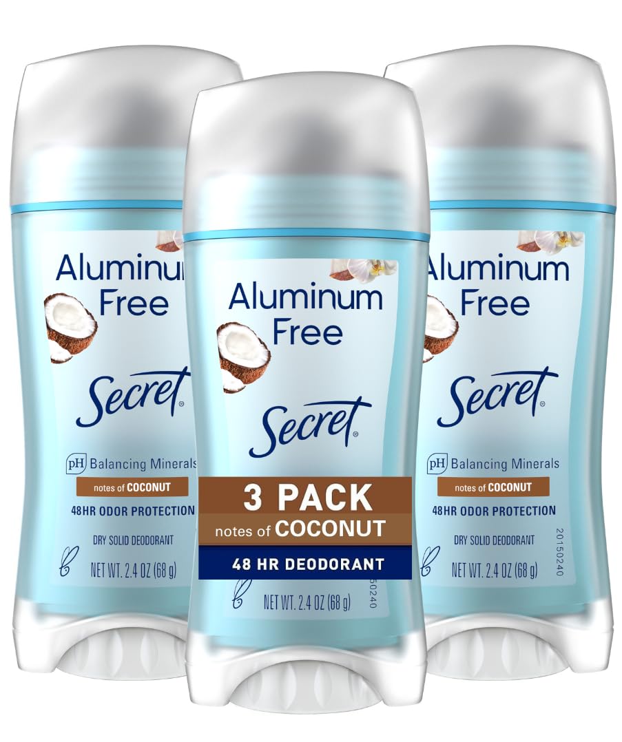 Secret desodorante para mujer sin aluminio, aplicación suave para piel sensible.