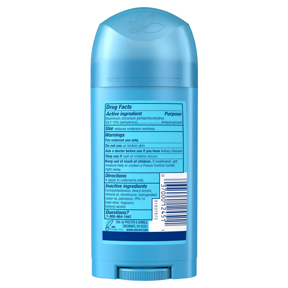 Secret desodorante para uso diario, protección confiable todo el día.
