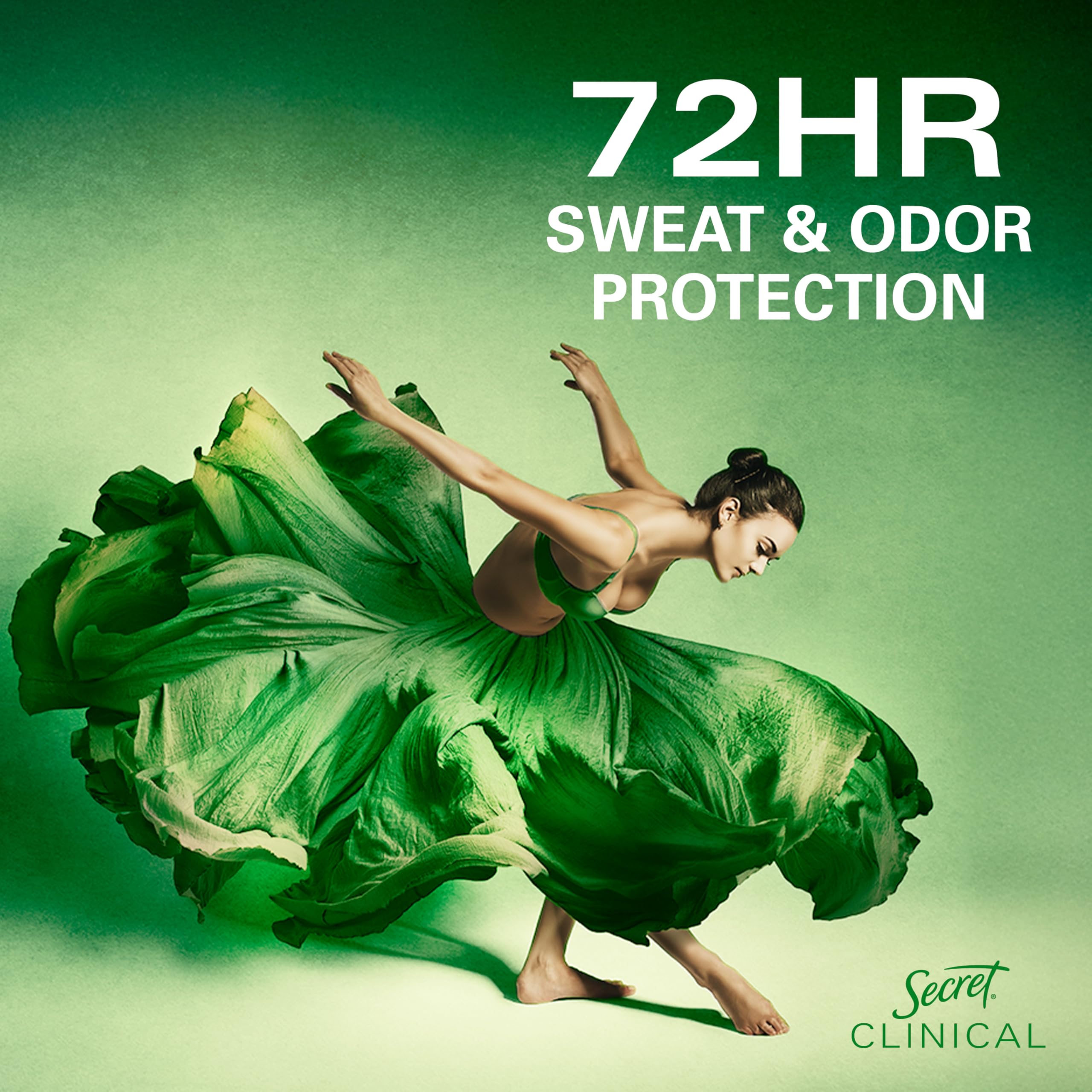 Secret desodorante con protección 72 horas contra sudor y olor.