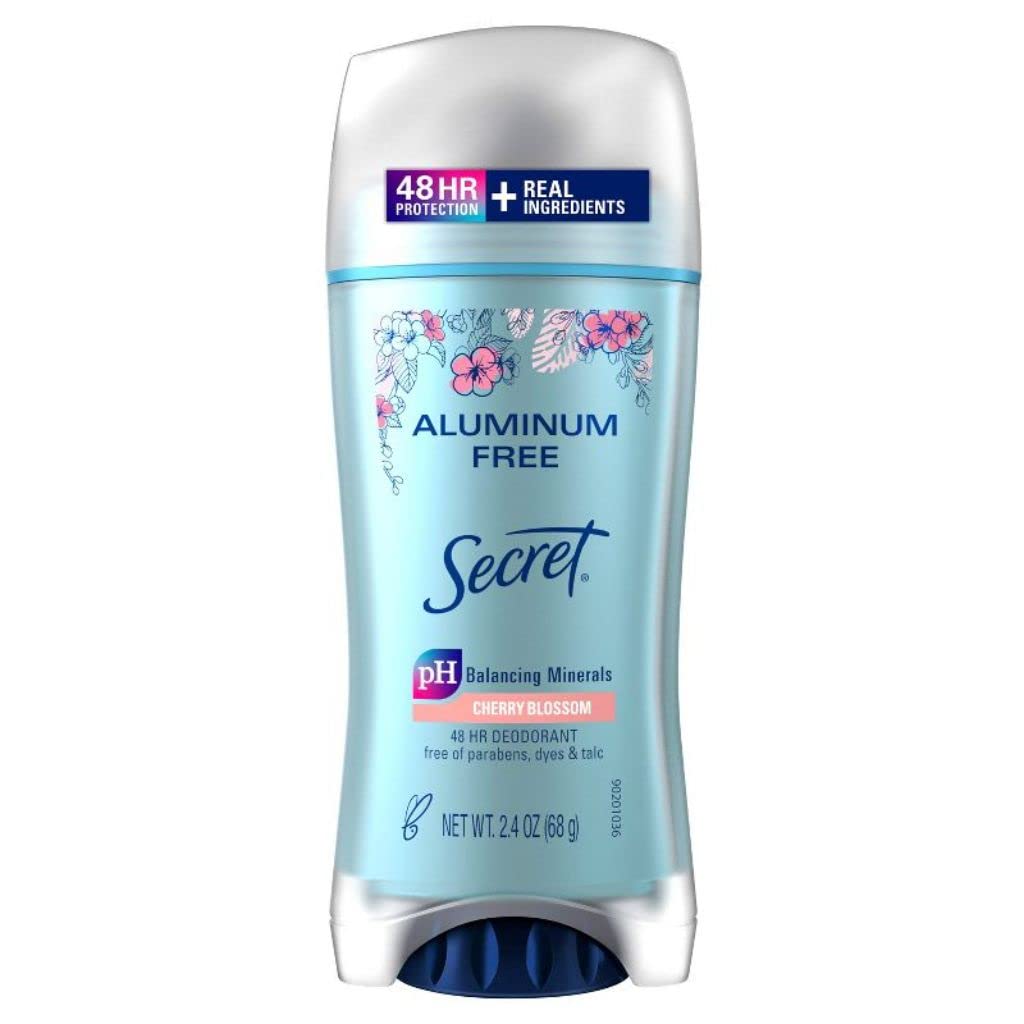 Secret desodorante sin aluminio Cherry Blossom, botella lista para uso diario.