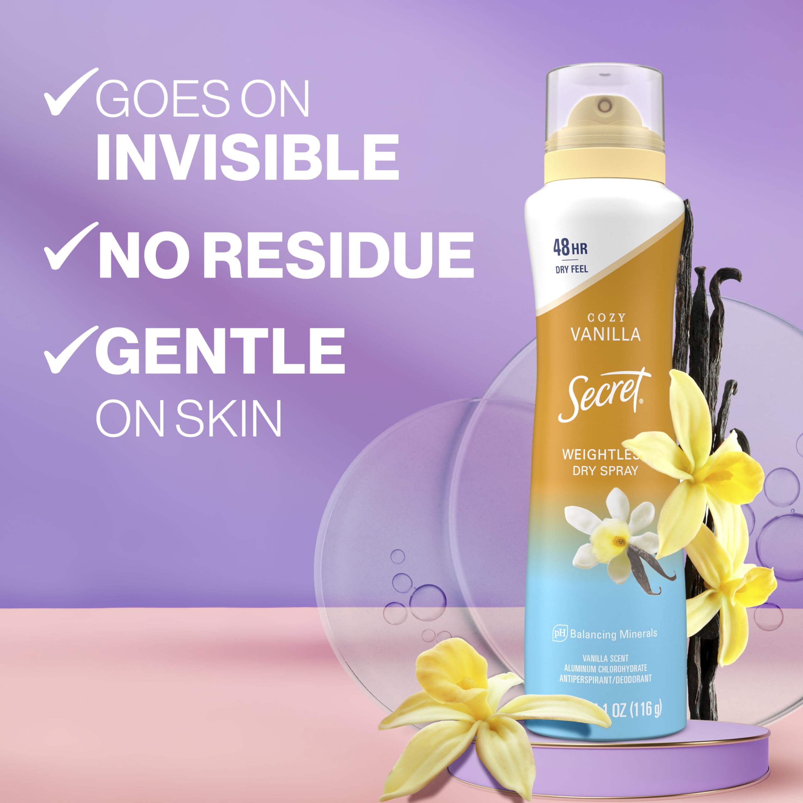 Secret Dry Spray 3-pack displays convenient three-pack packaging.