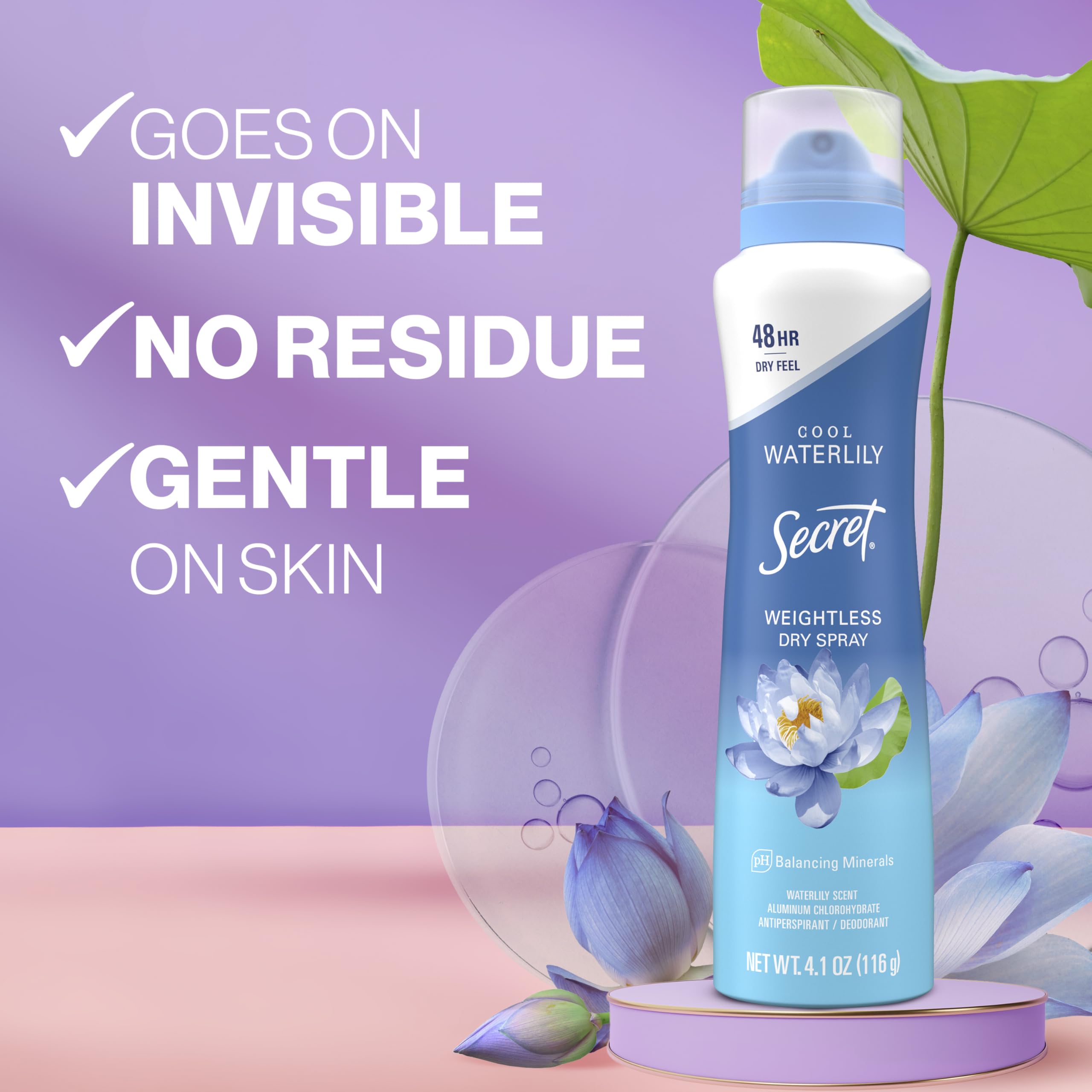 Application gesture of Secret Dry Spray shows fast-drying protection