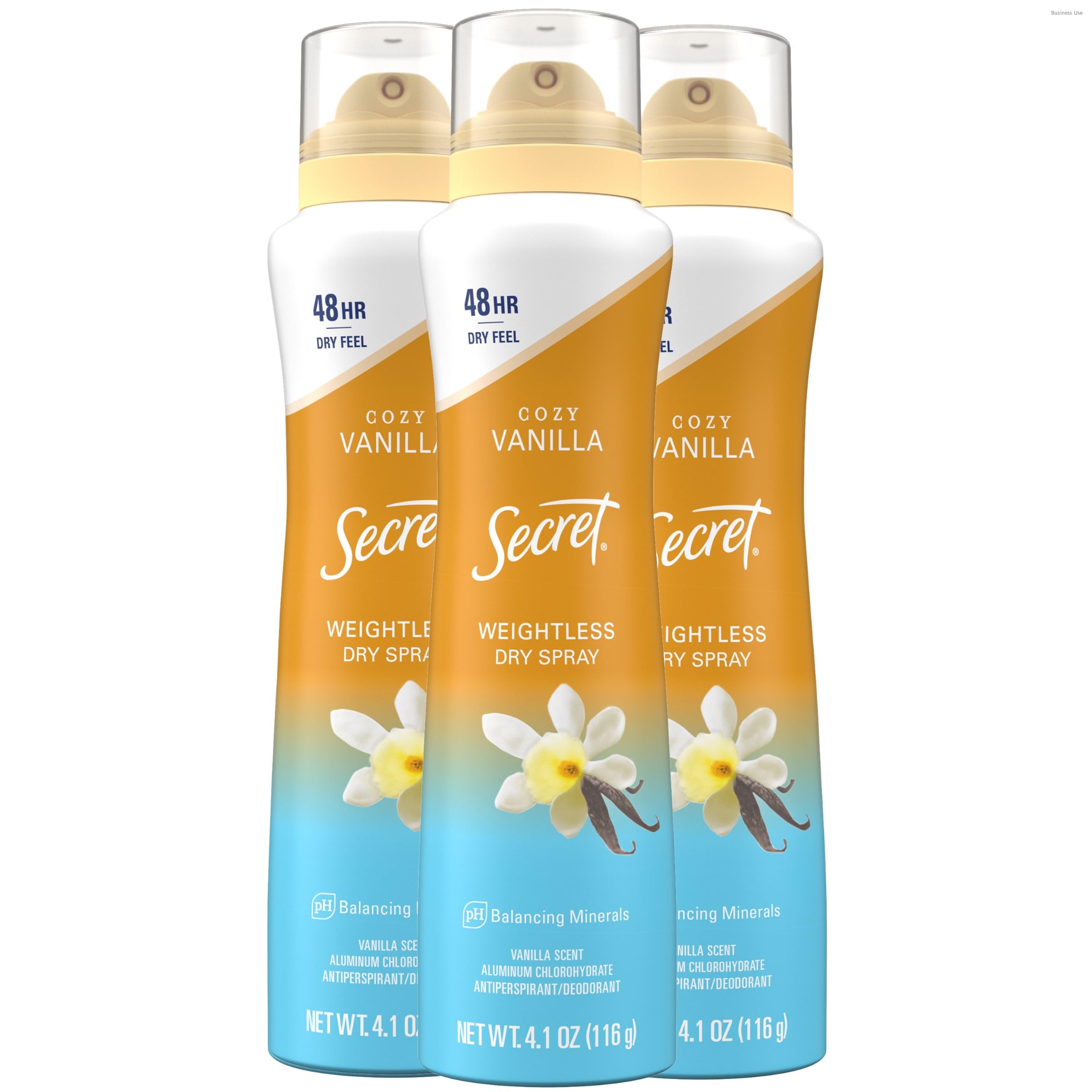Secret Dry Spray bottle application shows weightless, fast-drying protection.