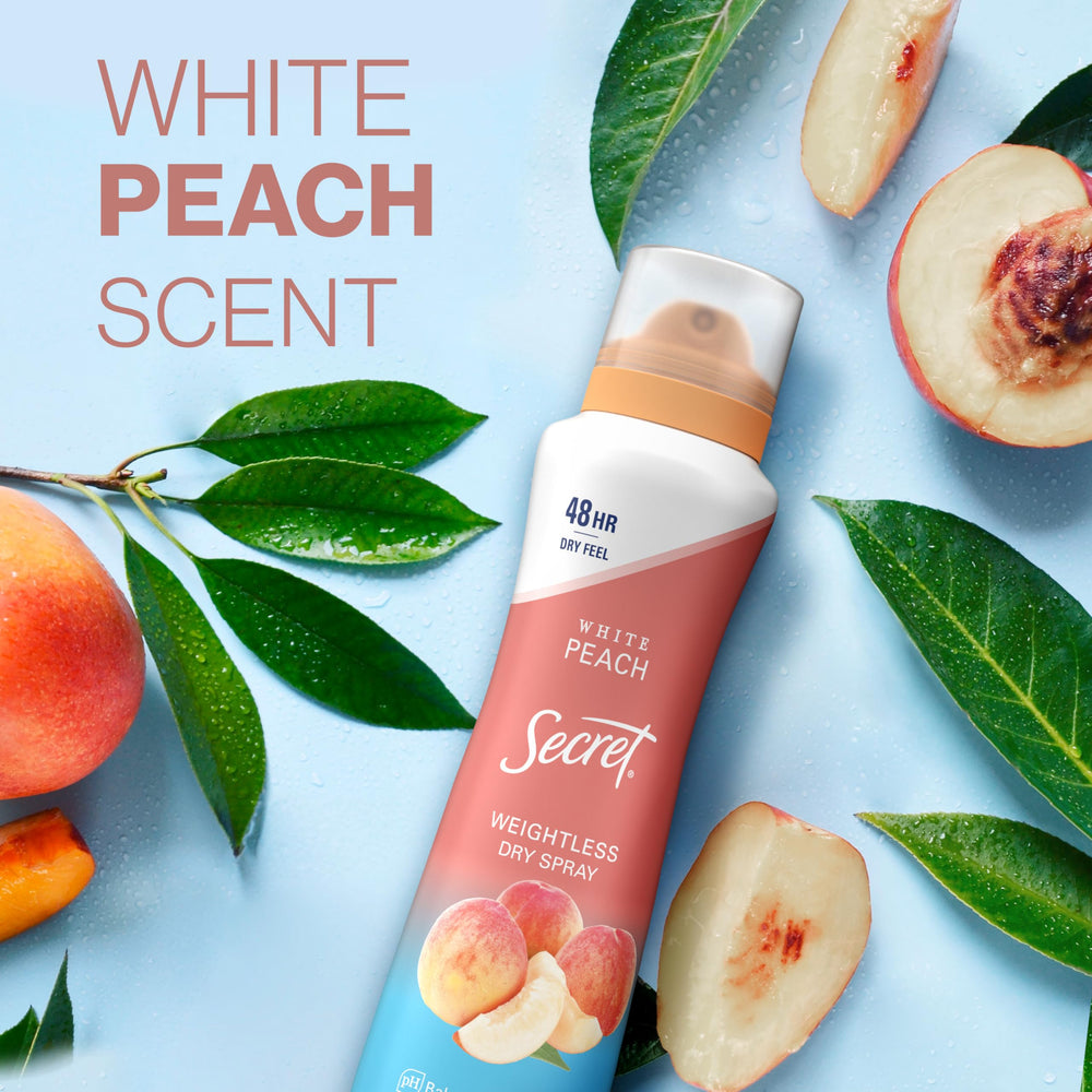 Secret Dry Spray free from heavy waxes and alcohol for gentler skin.