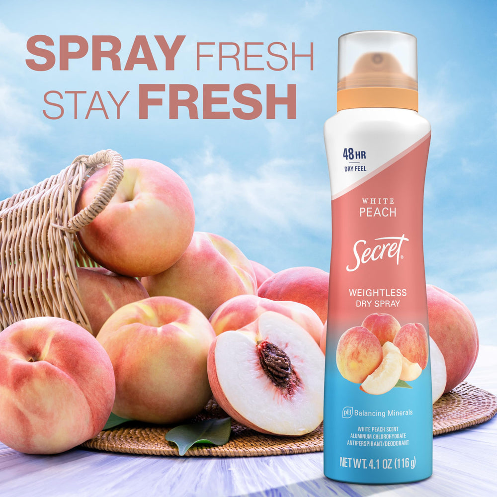 Secret Dry Spray instant-dry feel for all-day comfort.