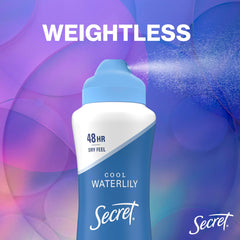 Mineral-balanced formula close-up of Secret Dry Spray for skin comfort