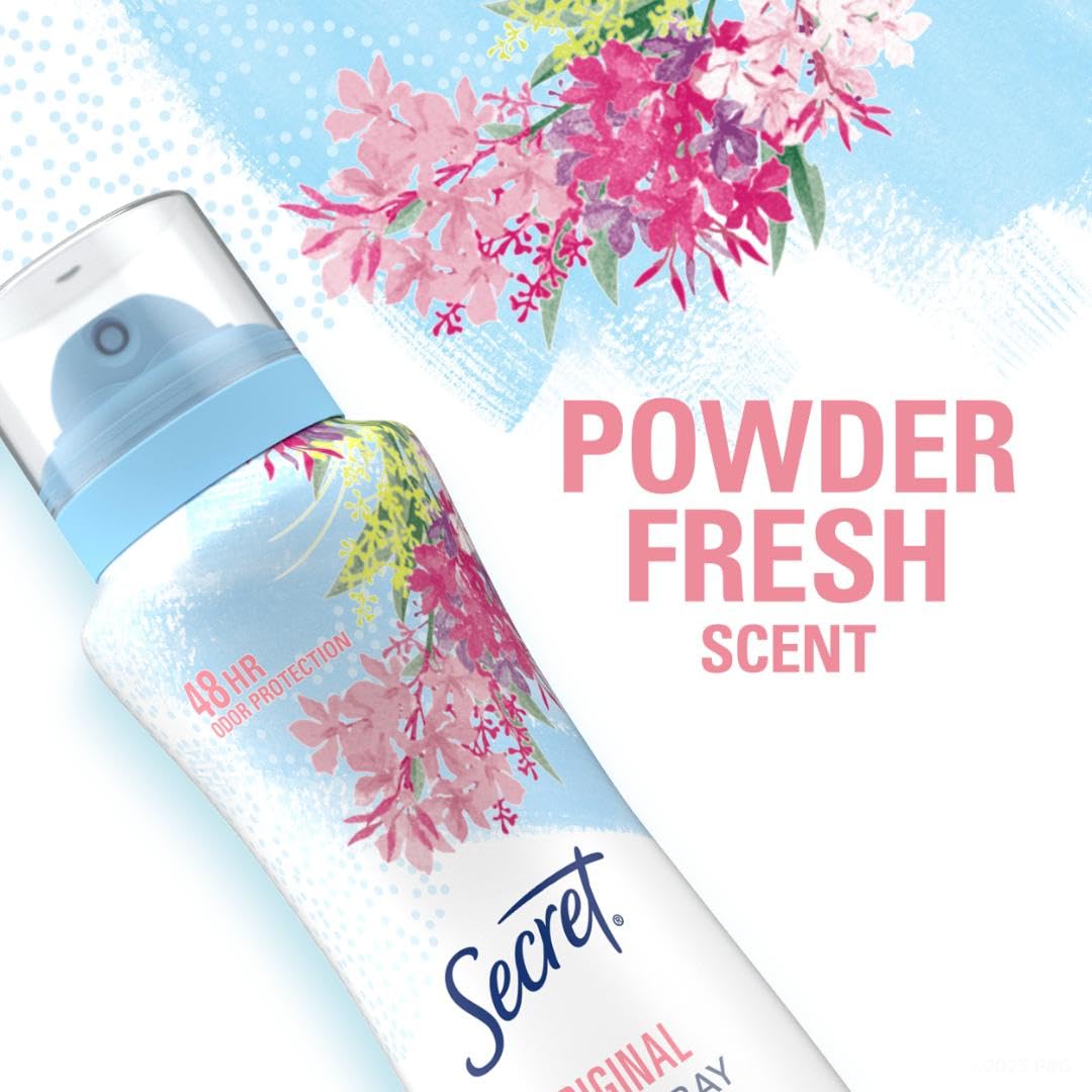 Secret Dry Spray signature ambience captures soft powdery freshness