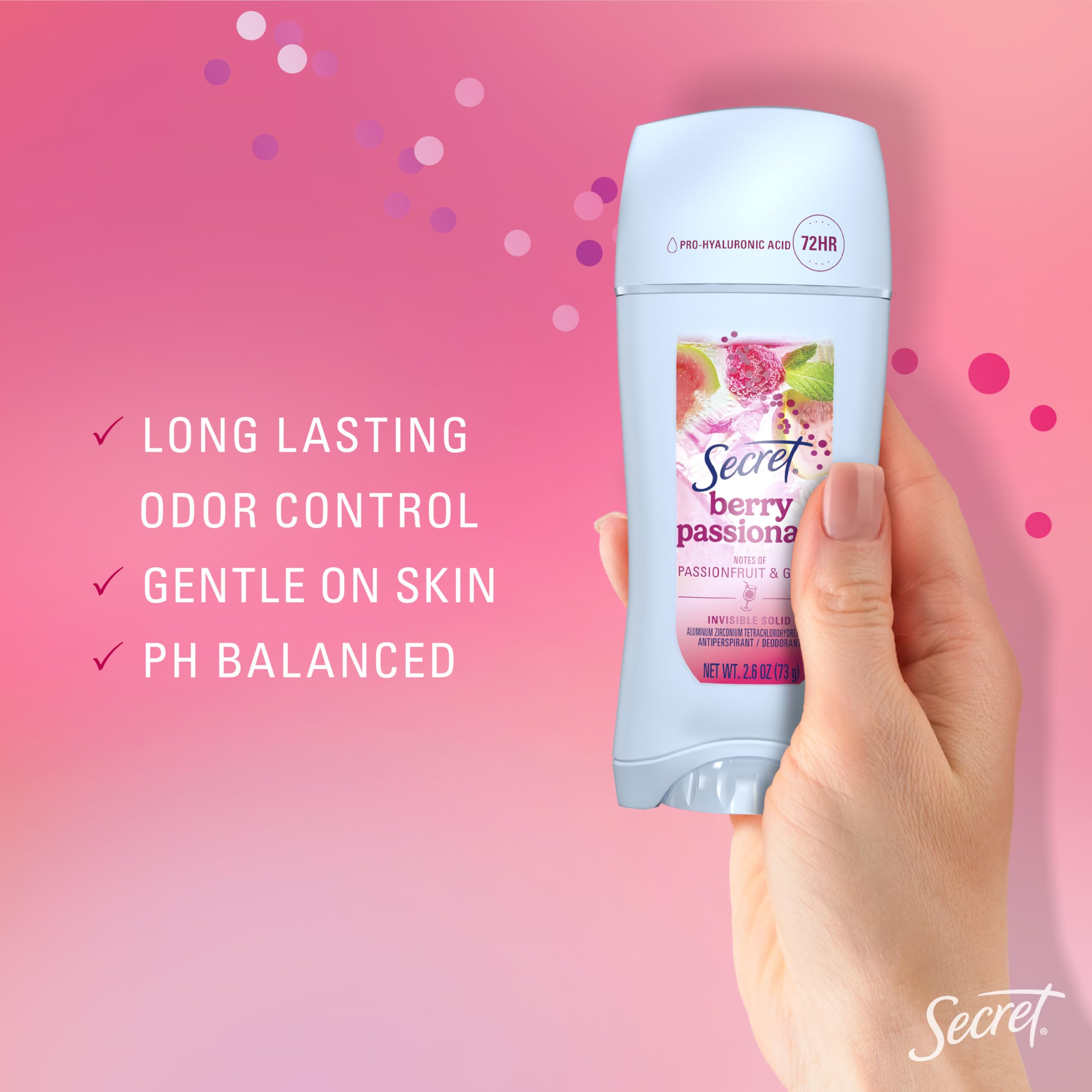 Aplicación suave de la barra invisible Secret para mujer.