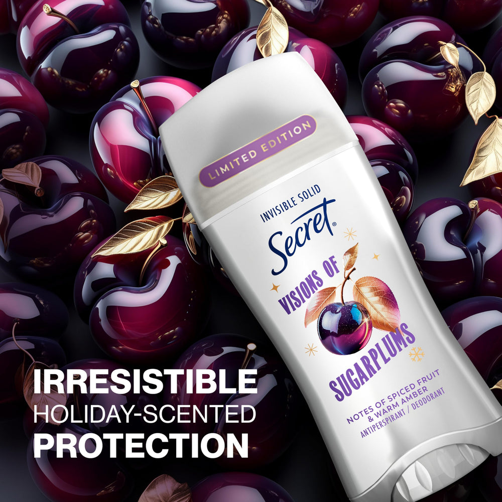 Secret Fresh antitranspirante, empaque navideño, idea para regalo práctico.
